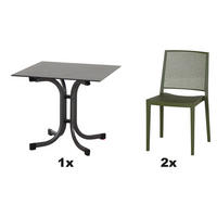 GARTENGARNITUR 3-teilig  - Grün, Basics, Holzwerkstoff/Kunststoff (80/80/80cm) - Siena Garden