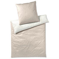 BETTWÄSCHESET Makosatin 160/210 cm  100 cm/65 cm  - Naturfarben, Basics, Textil (160/210cm)