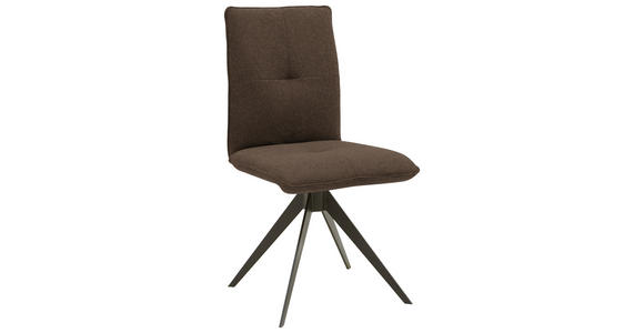 STUHL , Lederauswahl, Stoffauswahl, Typenauswahl, Gestellauswahl , Flachgewebe  - Dunkelbraun/Schwarz, Design, Textil/Metall (46/91/62cm) - Dieter Knoll