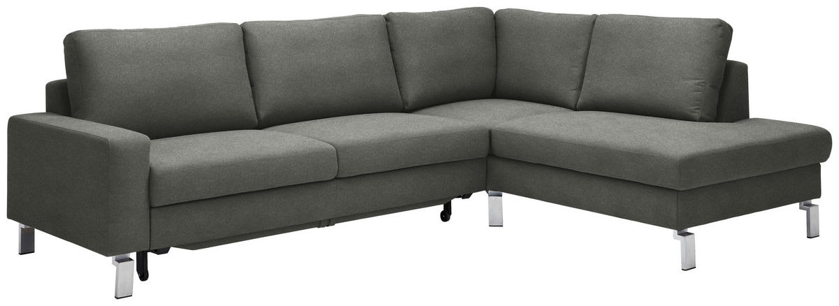 ECKSOFA in Flachgewebe Grau  - Chromfarben/Grau, Design, Textil/Metall (276/200cm) - Hom`in