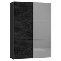 SCHWEBETÜRENSCHRANK  in Graphitfarben, Schwarz  - Silberfarben/Graphitfarben, Design, Glas/Holzwerkstoff (153/220/65cm) - Jutzler