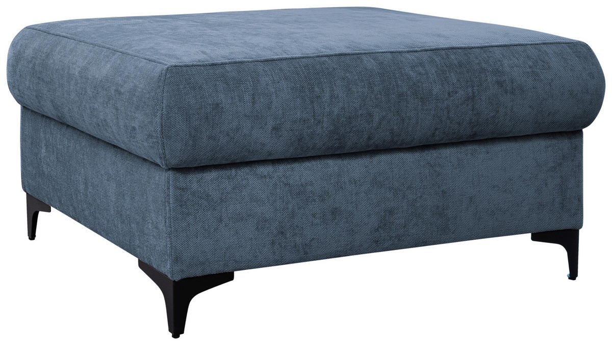 HOCKER Webstoff Blau  - Blau/Schwarz, KONVENTIONELL, Textil/Metall (101/49/66cm) - Stylife