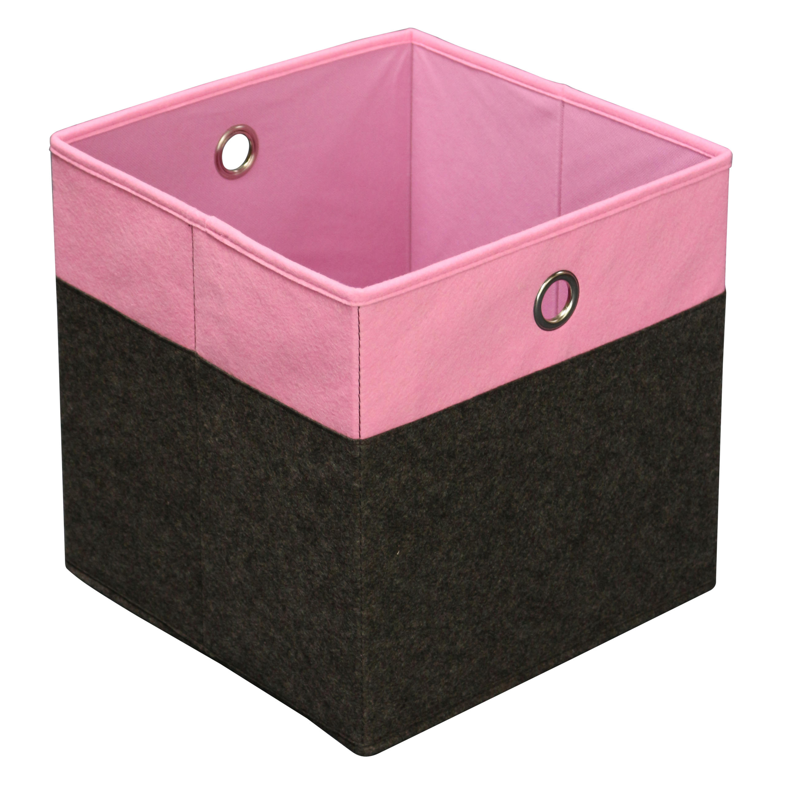 FALTBOX - Anthrazit/Rosa, Design, Karton/Textil (32/32/32cm) - Carryhome
