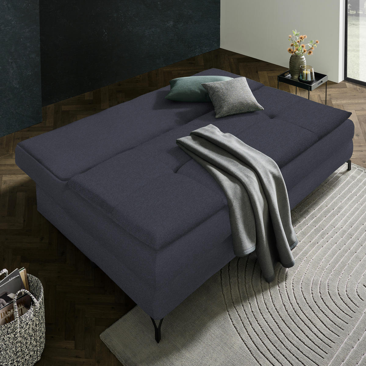KANAPÉÁGY antracit  - fekete/antracit, Modern, textil/fém (208/73/92/102cm) - Novel