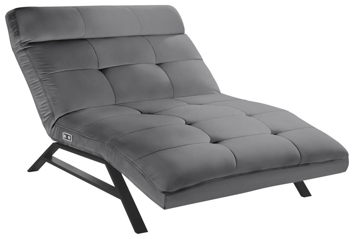 RELAXLIEGE in Echtleder Grau  - Schwarz/Grau, Design, Leder/Metall (120/54-113/158-198cm) - Pure Home Lifestyle