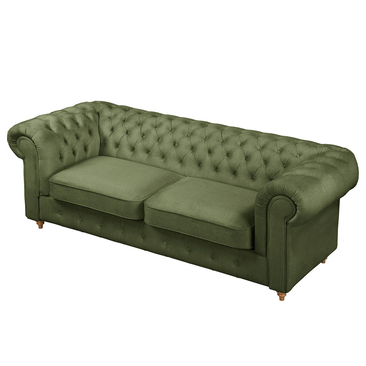 SCHLAFSOFA Laura in Mikrofaser Dunkelgrün  - Dunkelgrün/Braun, Design, Holz/Textil (218/74/91cm) - P & B