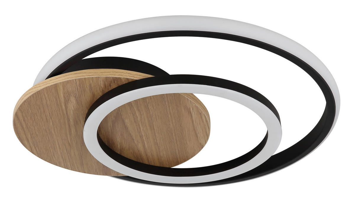 STROPNA LED-SVETILKA  JULIO /1100 lm/3000 K/230 V/ - črna/temno rjava, Natur, umetna masa/leseni material (38/36/6,5cm) - Globo
