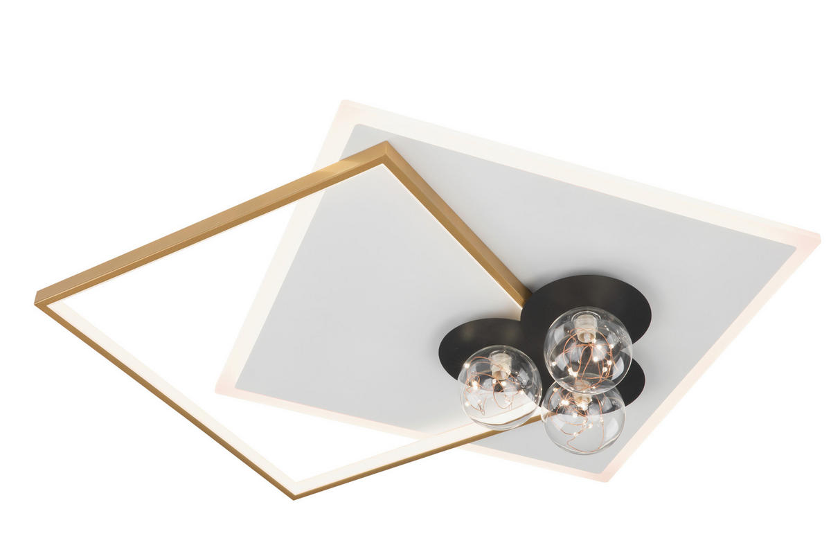 STROPNÉ LED SVIETIDLO, 80/73/15,5 cm - priehľadné/biela, Trend, kov/plast (80/73/15,5cm) - Ambiente