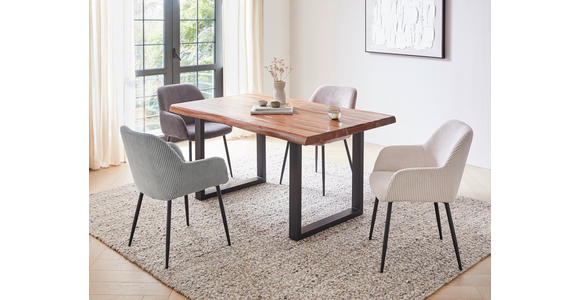 ARMLEHNSTUHL  inklusive Armlehnen Cord  - Schwarz/Hellblau, Design, Textil/Metall (57/85/60cm) - Xora