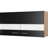 KÜCHENOBERSCHRANK 110/56,1/34,6 cm  in Schwarz, Eichefarben  - Eichefarben/Silberfarben, Basics, Glas/Holzwerkstoff (110/56,1/34,6cm) - Respekta