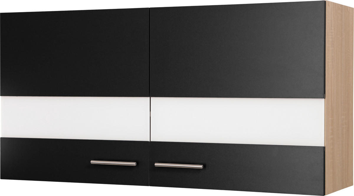 KÜCHENOBERSCHRANK 110/56,1/34,6 cm  in Schwarz, Eichefarben  - Eichefarben/Silberfarben, Basics, Glas/Holzwerkstoff (110/56,1/34,6cm) - Respekta