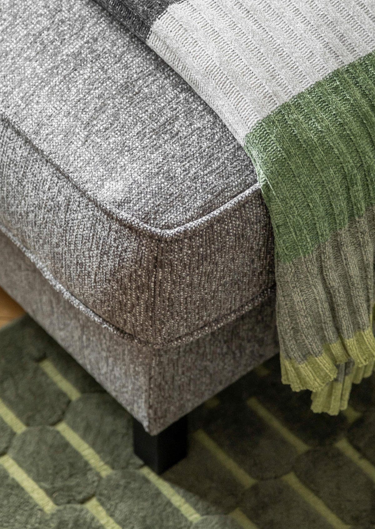 WOHNLANDSCHAFT in Struktur Grau  - Schwarz/Grau, Holz/Textil (198/298/148cm) - MID.YOU
