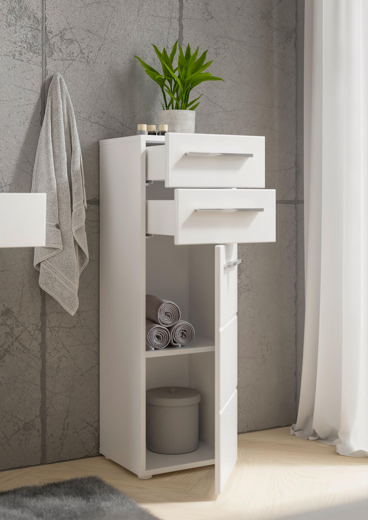 HIGHBOARD  in 34/104/31 cm  - Weiss Hochglanz/Chromfarben, Modern, Holzwerkstoff/Kunststoff (34/104/31cm) - MID.YOU