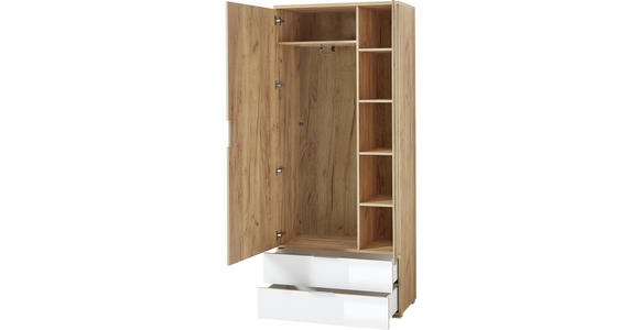 GARDEROBENSCHRANK 84/196/40 cm  - Eichefarben/Alufarben, KONVENTIONELL, Glas/Holzwerkstoff (84/196/40cm) - Xora