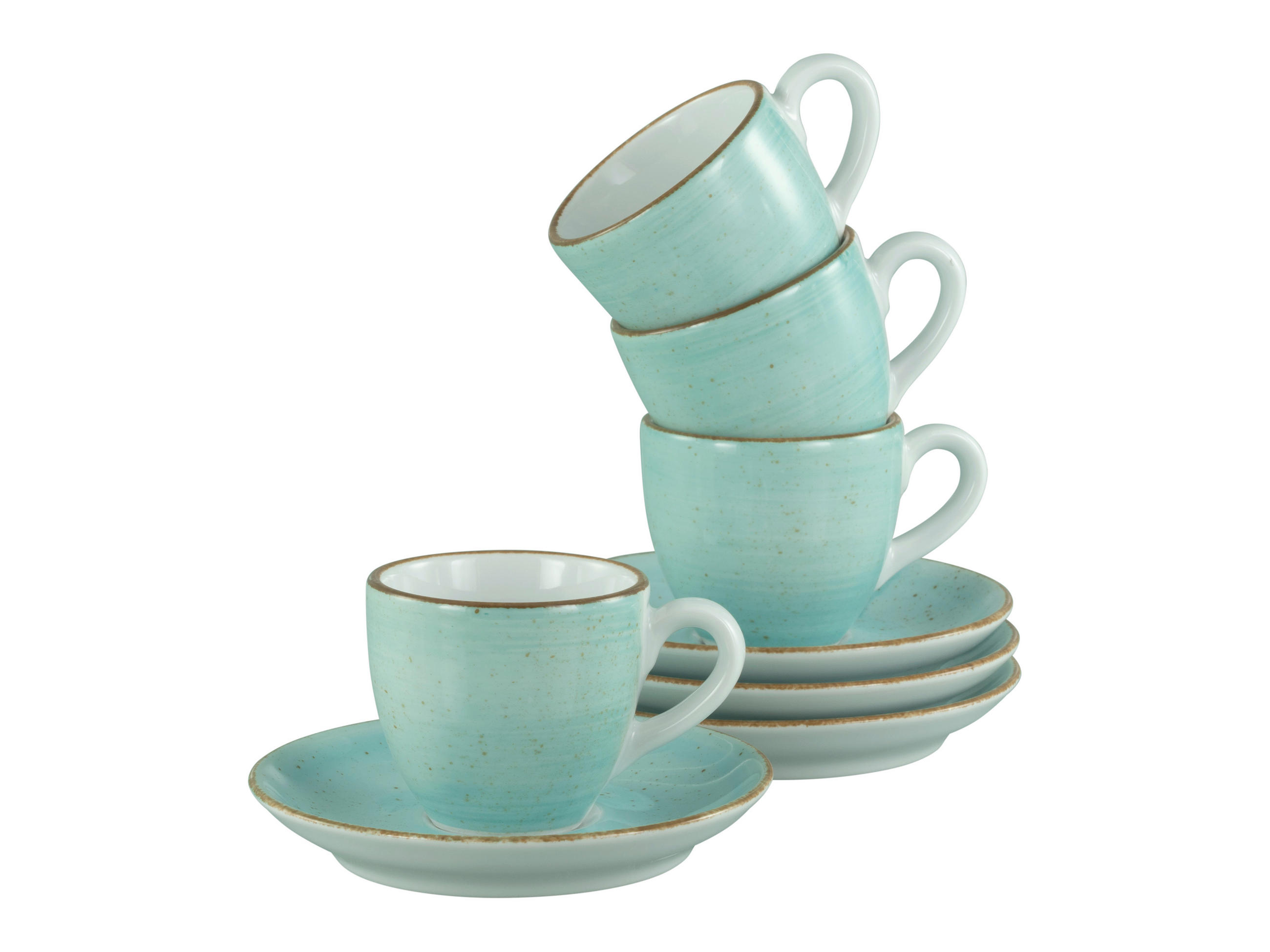 ESPRESSOKOPP MED FAT Vintage Nature Aqua 80 ml - vit/turkos, Basics, keramik - Creatable