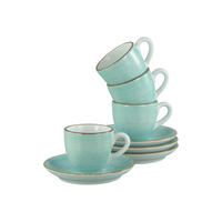 ESPRESSOTASSE MIT UNTERTASSE Vintage Nature Aqua 80 ml  - Türkis/Weiß, Basics, Keramik - Creatable