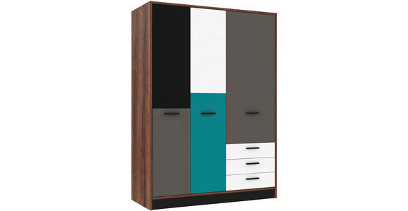 KLEIDERSCHRANK 144/200/60 cm 3-türig - Eichefarben/Schwarz, Design, Holzwerkstoff/Kunststoff (144/200/60cm) - Carryhome