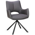 ARMLEHNSTUHL  Sitzfläche 360° drehbar, inklusive Armlehnen Mikrofaser  - Dunkelgrau/Schwarz, Design, Textil/Metall (59/88,5/62cm) - Carryhome