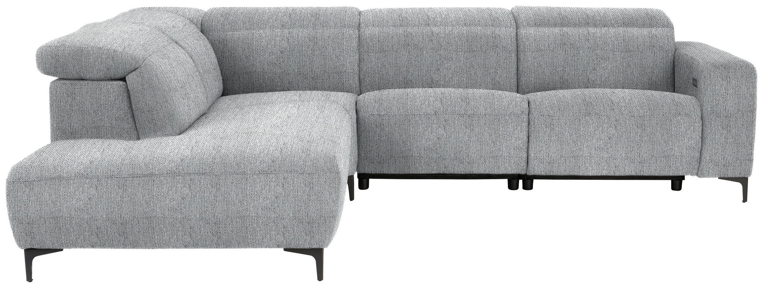 ECKSOFA Grau Flachgewebe  - Schwarz/Grau, Design, Textil/Metall (238/290cm) - Pure Home Lifestyle