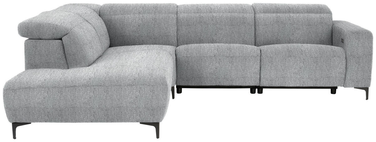 ECKSOFA Grau Flachgewebe  - Schwarz/Grau, Design, Textil/Metall (238/290cm) - Pure Home Lifestyle