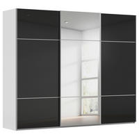 SCHWEBETÜRENSCHRANK in Grau, Schwarz  - Alufarben/Schwarz, Konventionell, Glas/Holzwerkstoff (301/223/68cm) - Novel