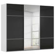 SCHWEBETÜRENSCHRANK 301/223/68 cm 3-türig Grau, Schwarz  - Alufarben/Schwarz, KONVENTIONELL, Glas/Holzwerkstoff (301/223/68cm) - Novel