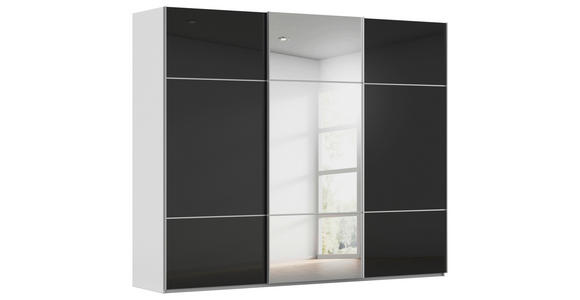 SCHWEBETÜRENSCHRANK 301/223/68 cm 3-türig Grau, Schwarz - Alufarben/Schwarz, KONVENTIONELL, Glas/Holzwerkstoff (301/223/68cm) - Novel