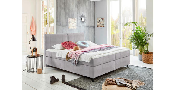 BOXSPRINGBETT 160/200 cm  in Grau  - Schwarz/Grau, KONVENTIONELL, Kunststoff/Textil (160/200cm) - Hom`in