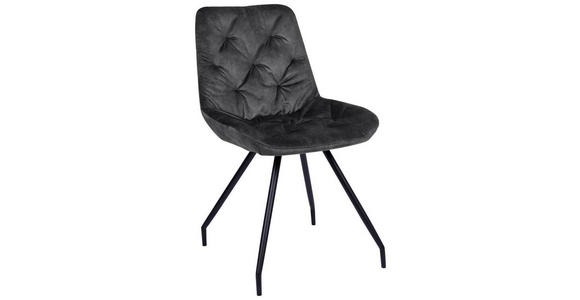 STUHL Samt Grau, Schwarz - Schwarz/Grau, Design, Textil/Metall (51/88/66cm) - Novel