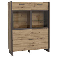 VISOKA KOMODA, siva, barve hrasta  - siva/barve hrasta, Moderno, kovina/umetna masa (117,1/150,1/41,3cm) - Hom`in