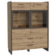 HIGHBOARD  in 117,1/150,1/41,3 cm  - Eichefarben/Grau, MODERN, Glas/Holzwerkstoff (117,1/150,1/41,3cm) - Hom`in