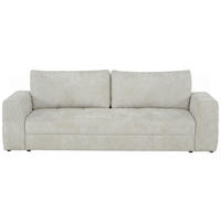 SCHLAFSOFA Struktur Creme  inkl. Zierkissen, Rückenkissen, Bettkasten, Schlaffunktion, Rücken echt  - Creme/Schwarz, KONVENTIONELL, Kunststoff/Textil (253/87/102cm) - Xora