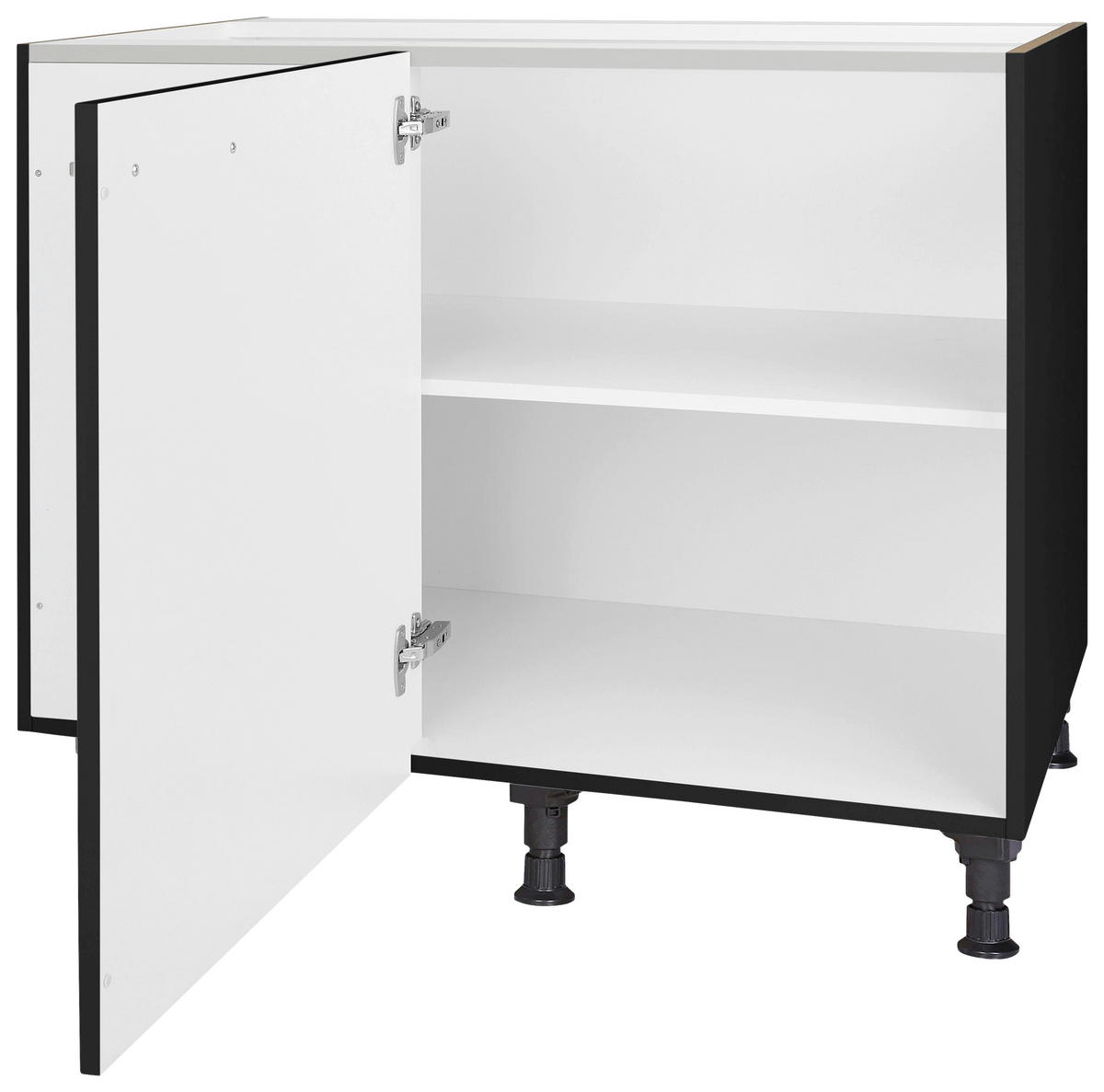 ECKUNTERSCHRANK 125/87/65 cm  - Edelstahlfarben/Schwarz, MODERN, Holzwerkstoff/Metall (125/87/65cm) - Nobilia