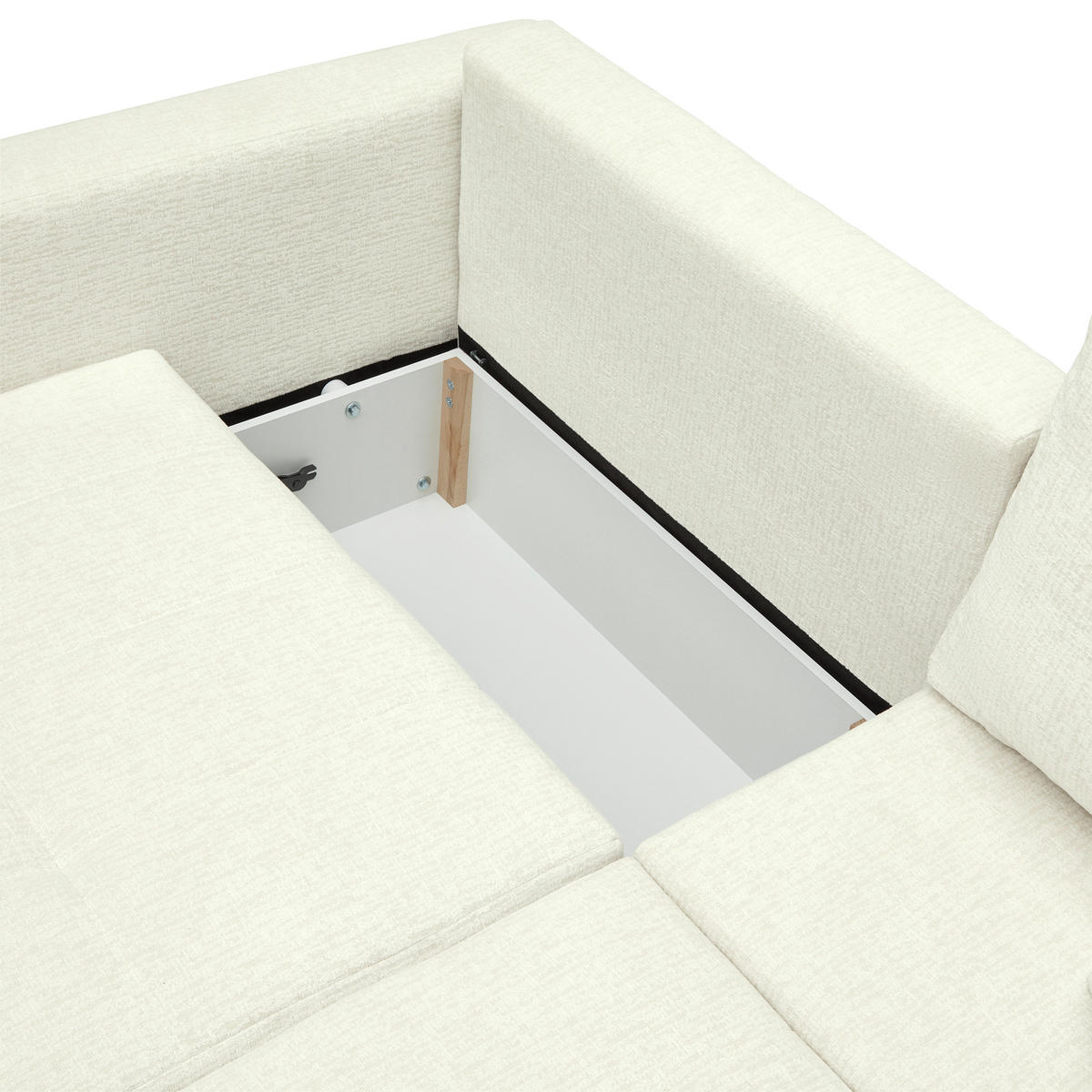 SCHLAFSOFA in Chenille, Jacquard Beige  - Beige/Schwarz, Kunststoff/Textil (245/74-90/104cm) - MID.YOU