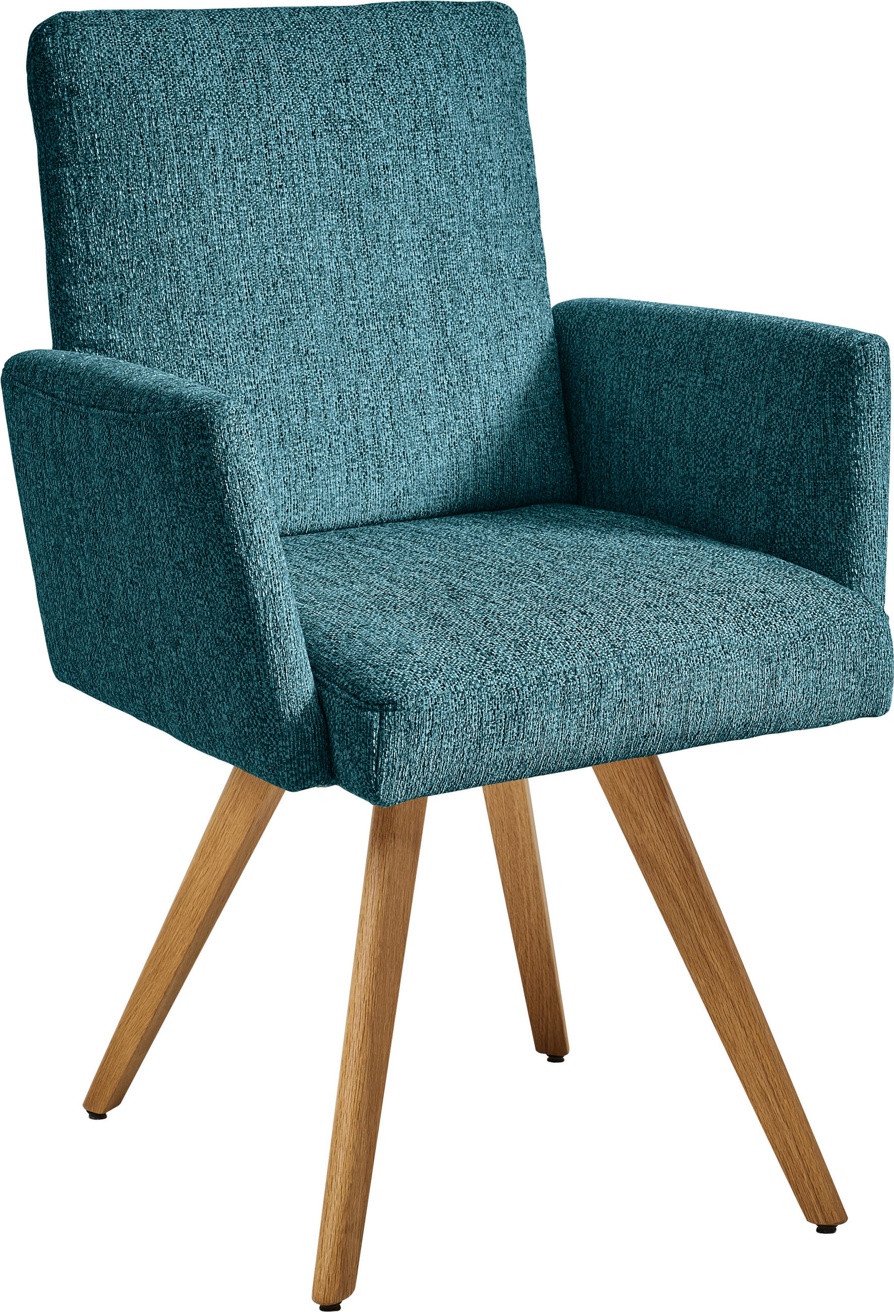ARMLEHNSTUHL  in Chenille  - Eichefarben/Hellblau, Design, Holz/Textil (56/92/60cm) - Dieter Knoll