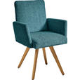 ARMLEHNSTUHL  in Chenille  - Eichefarben/Hellblau, Design, Holz/Textil (56/92/60cm) - Dieter Knoll