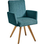 ARMLEHNSTUHL  in Chenille  - Eichefarben/Hellblau, Design, Holz/Textil (56/92/60cm) - Dieter Knoll