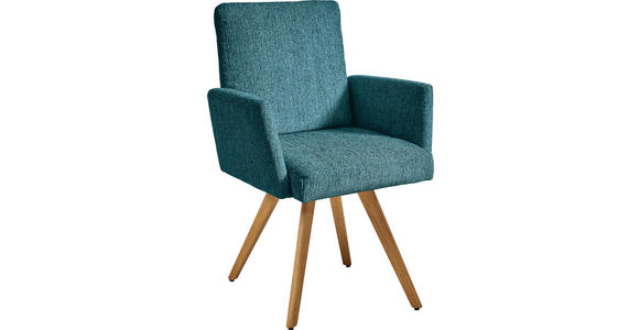 ARMLEHNSTUHL  in Chenille  - Eichefarben/Hellblau, Design, Holz/Textil (56/92/60cm) - Dieter Knoll