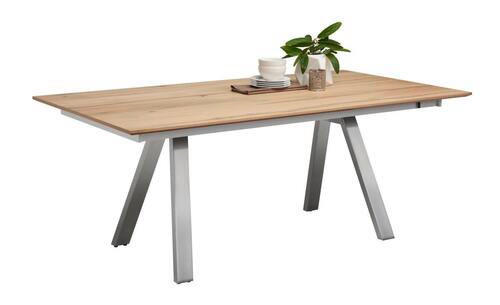 ESSTISCH in Holz, Metall 190/100/75 cm - Edelstahlfarben/Eichefarben, Design, Holz/Metall (190/100/75cm) - Venjakob