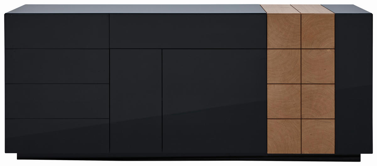 SIDEBOARD Quadra Eichefarben, Dunkelgrau  210/86/47 cm  - Eichefarben/Dunkelgrau, Design, Holzwerkstoff (210/86/47cm) - Ambiente