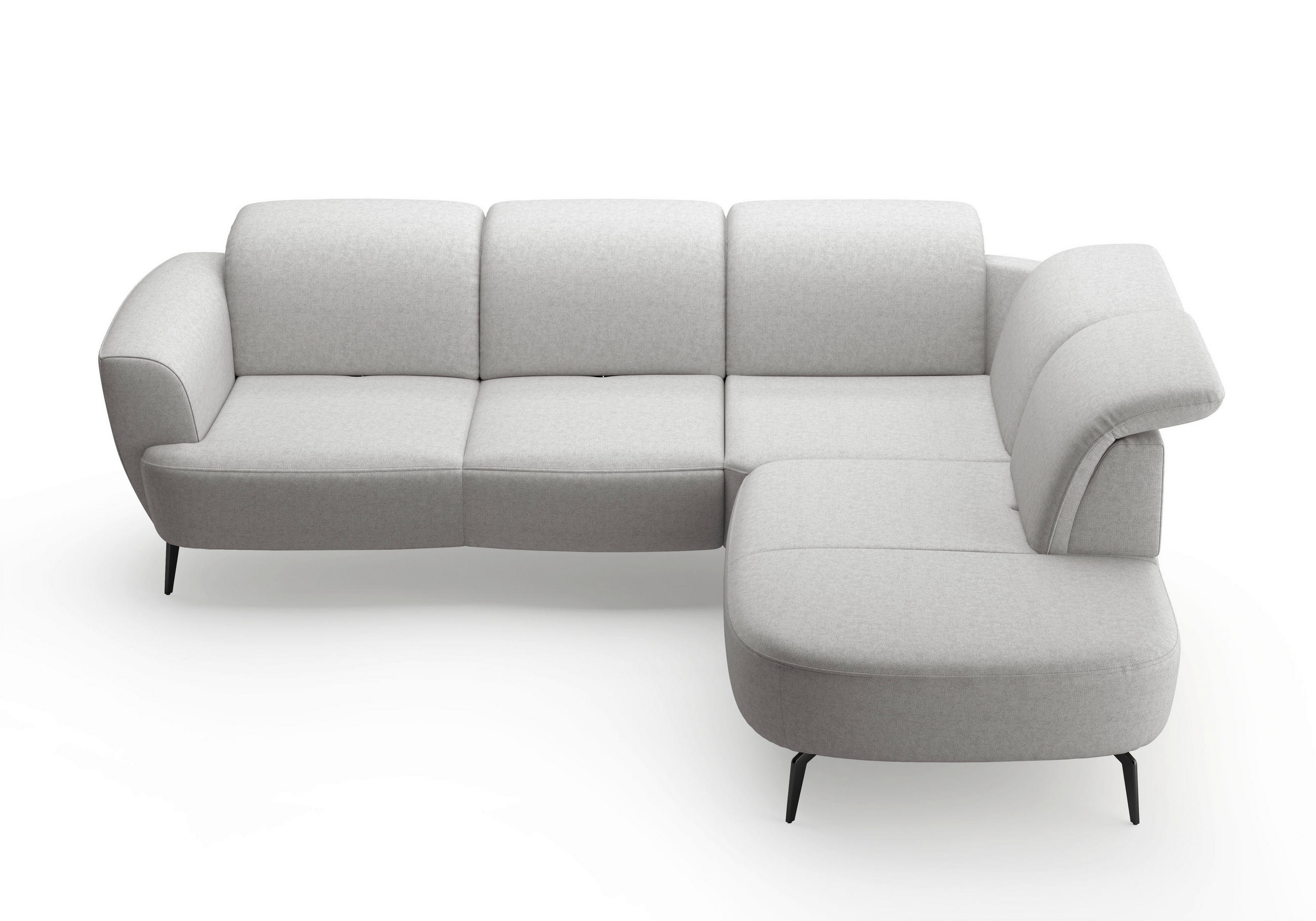 ECKSOFA in Flachgewebe Hellgrau 300/267 cm - Hellgrau/Schwarz, KONVENTIONELL, Textil/Metall (300/267cm) - Sit & More