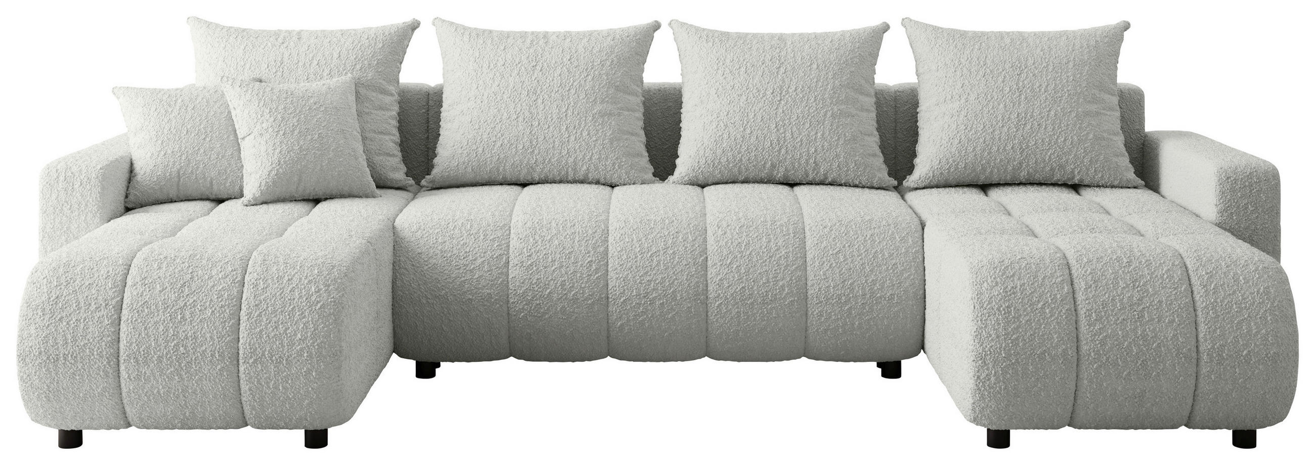 WOHNLANDSCHAFT Weiß Bouclé  - Schwarz/Weiß, MODERN, Kunststoff/Textil (150/312/150cm) - Carryhome