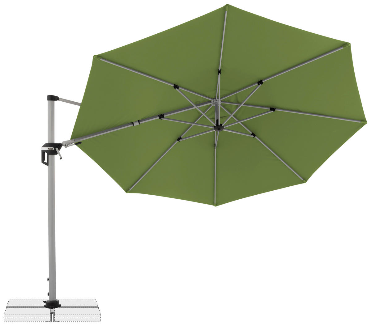 AMPELSCHIRM 370 cm Grün  - Silberfarben/Grün, Basics, Textil/Metall (370cm) - Doppler