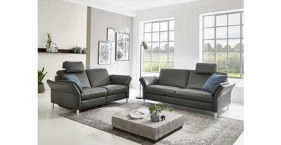 3-SITZER-SOFA in Echtleder Anthrazit  - Anthrazit/Alufarben, Design, Leder/Metall (190/82/99cm) - Dieter Knoll