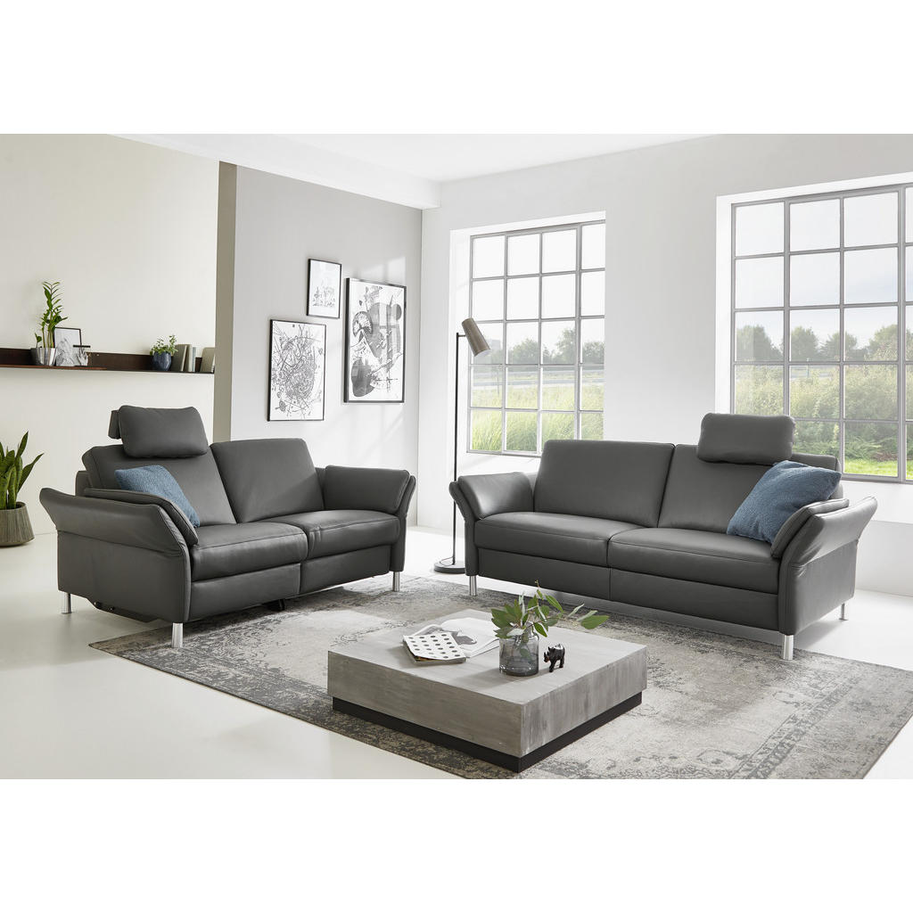 Thumbnail - Dieter Knoll 3-Sitzer-Sofa Latina, Anthrazit, Leder, Echtleder, Semi-Anilinleder, 190x82x99 cm, Goldenes M, erweiterbar,...