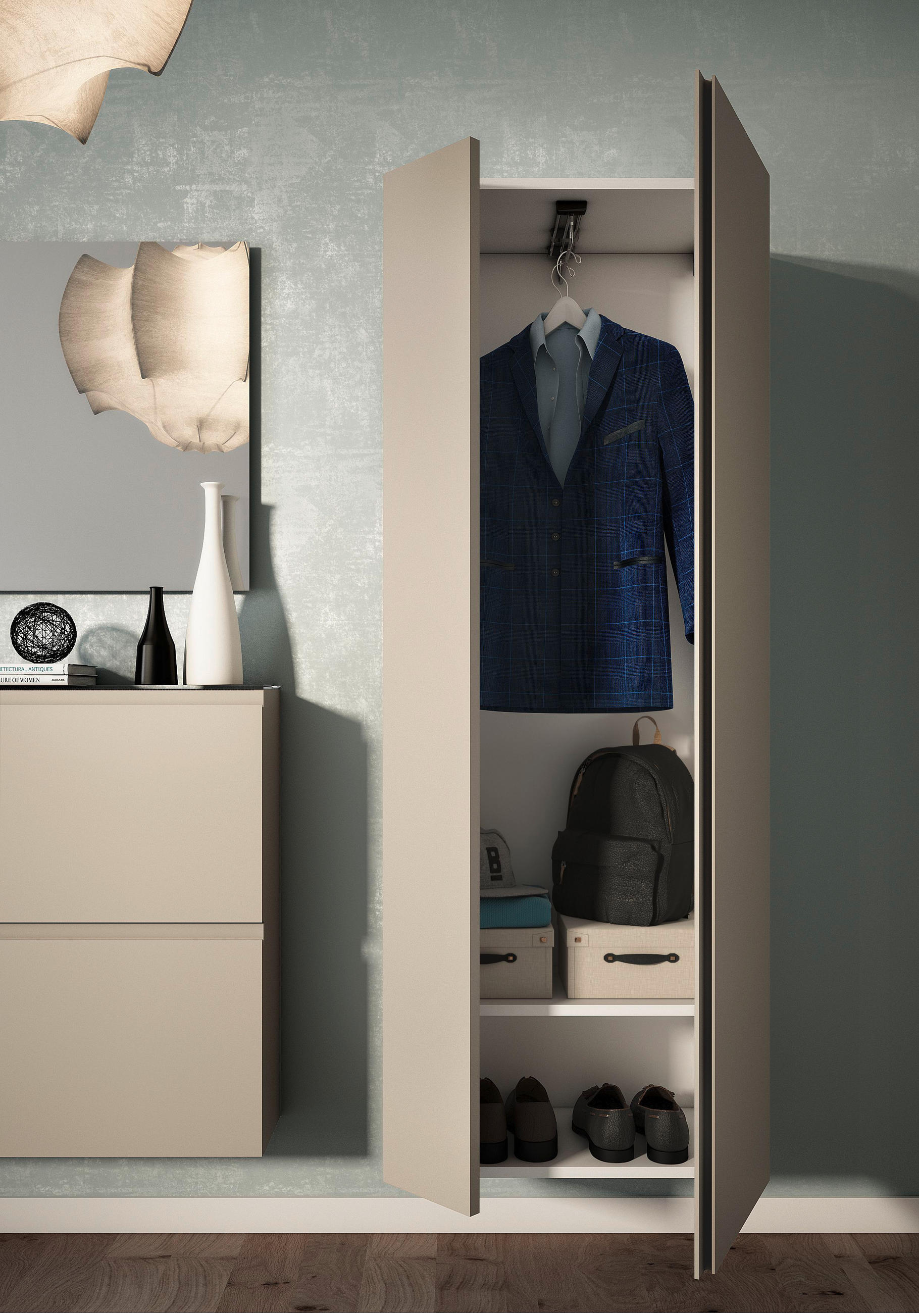 GARDEROBENSCHRANK Gardasee  in 60/179/33 cm  - Taupe/Anthrazit, Design, Holzwerkstoff (60/179/33cm) - Moderano