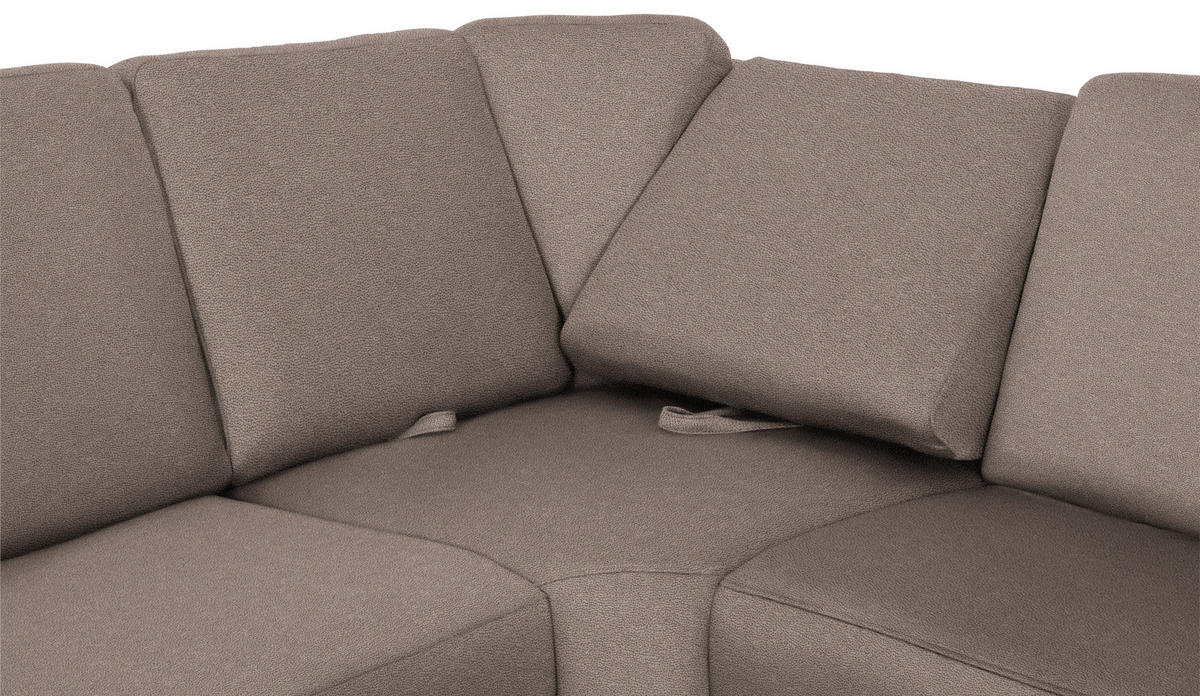 WOHNLANDSCHAFT in Flachgewebe Graubraun  - Chromfarben/Graubraun, Konventionell, Textil/Metall (240/330/163cm) - Beldomo System