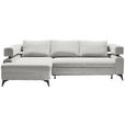 ECKSOFA Creme Chenille  - Creme/Schwarz, KONVENTIONELL, Textil/Metall (184/265cm) - Hom`in