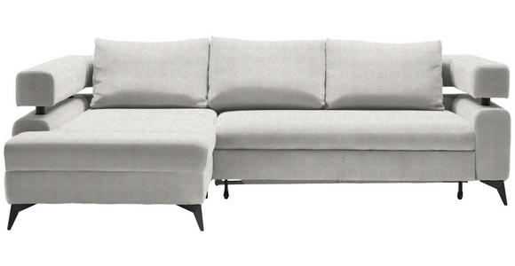 ECKSOFA Creme Chenille  - Creme/Schwarz, KONVENTIONELL, Textil/Metall (184/265cm) - Hom`in