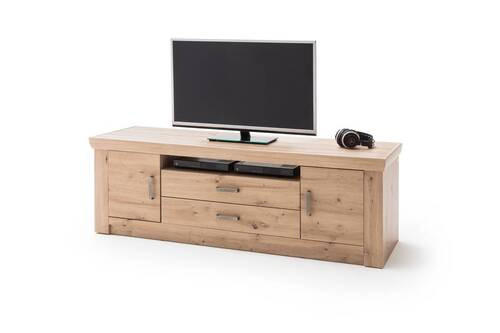 TV-ELEMENT Maputo  in 180/60/55 cm  - Eichefarben/Nickelfarben, Design, Holzwerkstoff/Metall (180/60/55cm) - Livetastic